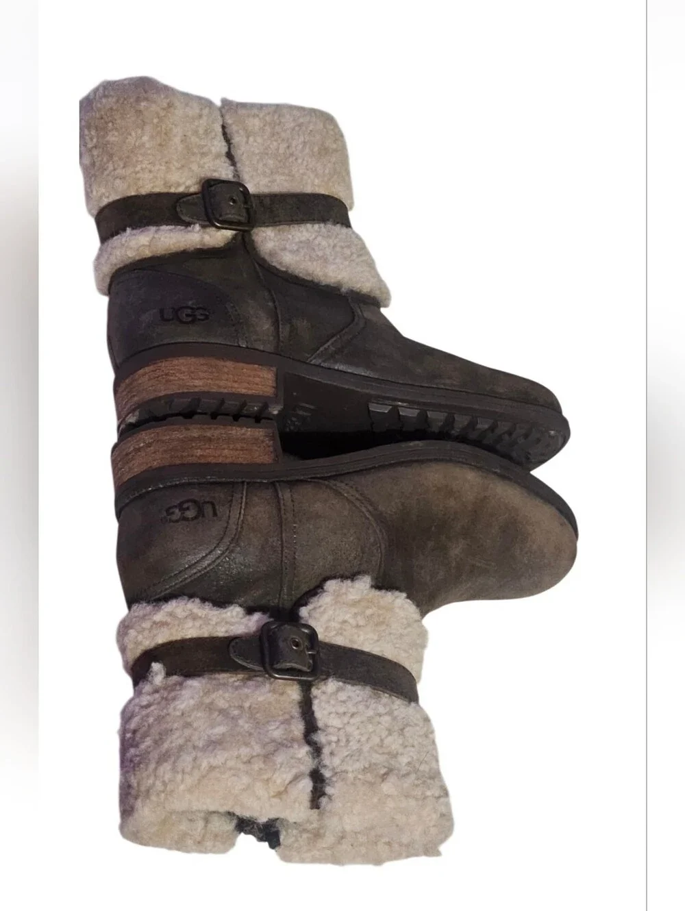Uggs Shearling Lined Blayre 2 Ankle Boots in Cream and Chocolate 1008220 Sz 8